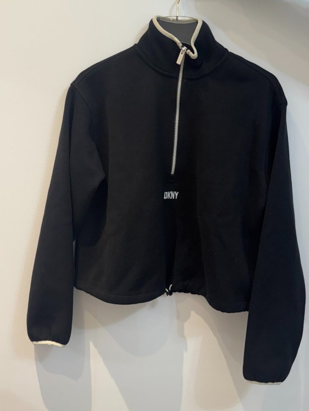 DKNY Black Fleece Half‑Zip Pullover